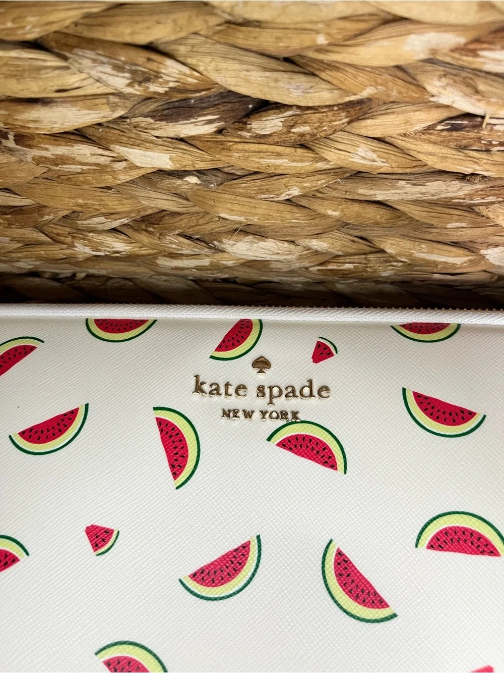kate spade white watermelon print laptop bag with red & green - like new